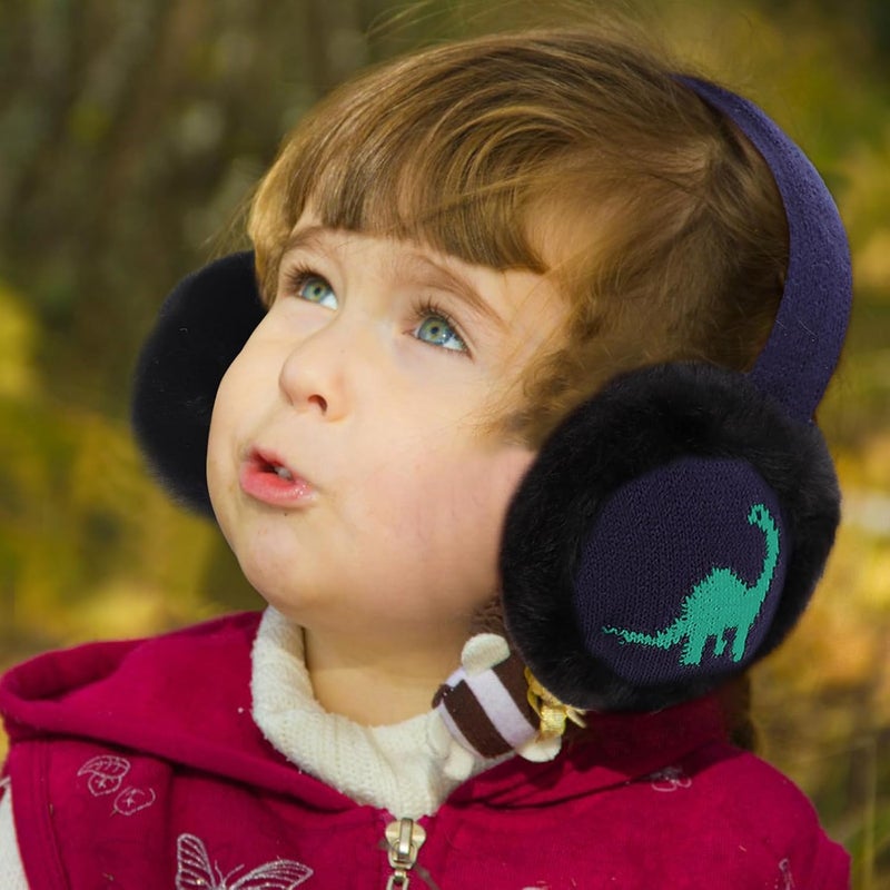 BUTITNOW Toddler Kids Knit Dinosaur Earmuffs Soft Plush Comfortable Winter Outdoor Ear Warmers for Boys Girls - Image 5